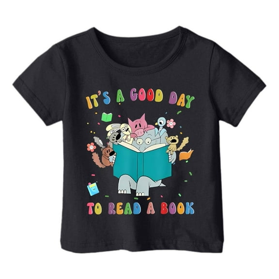 MIXUE Kids Girls Tops & T-Shirts Children Fashion Cartoon Print Loose Casual Short Sleeve Kids Comfortable Summer Pullover T Shirts Daily-Wear,Black,6-7 Years