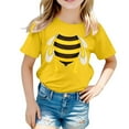 thumbnail image 1 of MIXUE Kids Girls Tops & T-Shirts Kids Bee Print Loose Fit Casual Short Sleeve Comfortable Summer Pullover Tee Shirts Streetwear,Yellow,6-7 Years, 1 of 3