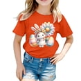 thumbnail image 1 of MIXUE Kids Girls Tops & T-Shirts Kids Easter Bunny Graphic Loose Fit Casual Short Sleeve Pullover T Shirts Daily-Wear,Orange,6-7 Years, 1 of 4