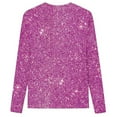 thumbnail image 1 of MIXUE Kids Girls Tops & T-Shirts Long Sleeve Sequin Print Sweater Children Round Flash Monochrome Long Range Spring Summer Pullover Tee Shirts Streetwear,Purple,8-9 Years, 1 of 4