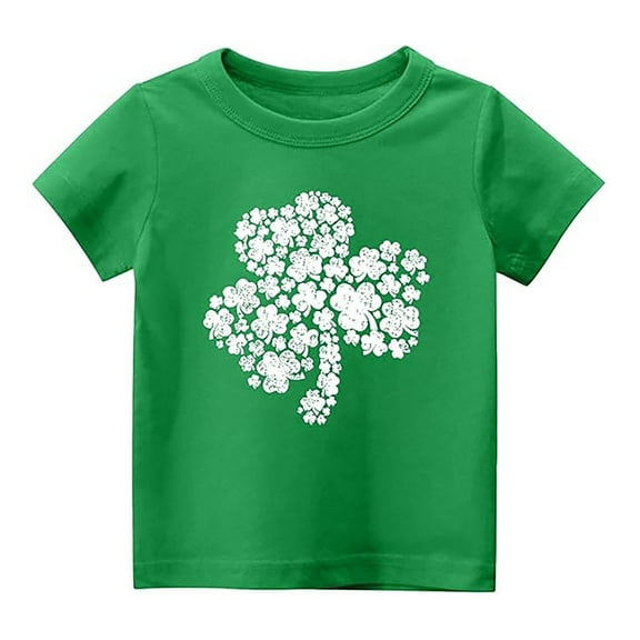 MIXUE Kids Girls Tops & T-Shirts St. Patrick Day Cute Graphic Kids Round Neck Short Sleeve Comfortable Pullover Tshirts Outwear,Green,8-9 Years