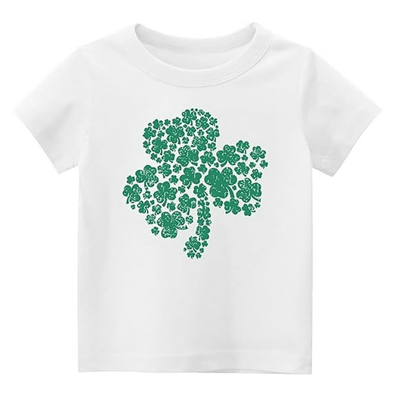MIXUE Kids Girls Tops & T-Shirts St. Patrick Day Cute Graphic Kids Round Neck Short Sleeve Comfortable Pullover Tshirts Outwear,White,8-9 Years