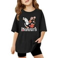 thumbnail image 1 of MIXUE Kids Girls Tops & T-Shirts Summer Butterfly Print Floral Round Neck Short Sleeve Casual Stretch Comfortable Pullover Tshirts Activewear,Black,6-7 Years, 1 of 4