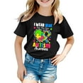 thumbnail image 1 of MIXUE Kids Girls Tops & T-Shirts Summer Letter Print Crew Neck Short Sleeve Loose Casual Comfortable T Shirts Sportwear,Black,7-8 Years, 1 of 4
