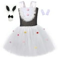 thumbnail image 1 of MIXUE Kids Toddler Girls Outfit Sets Easter Cartoon Bunny Easter Egg Headband Dress Sweet St Performance Role Playing Five Piece Party Sportwear,White,6-7 Years, 1 of 2