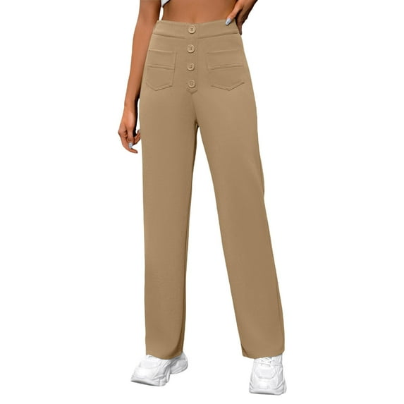 MIXUE Linen Pants Women Summer Solid Color Straight Leg With Pockets Casual Styling Trousers Sportwear,Beige,M