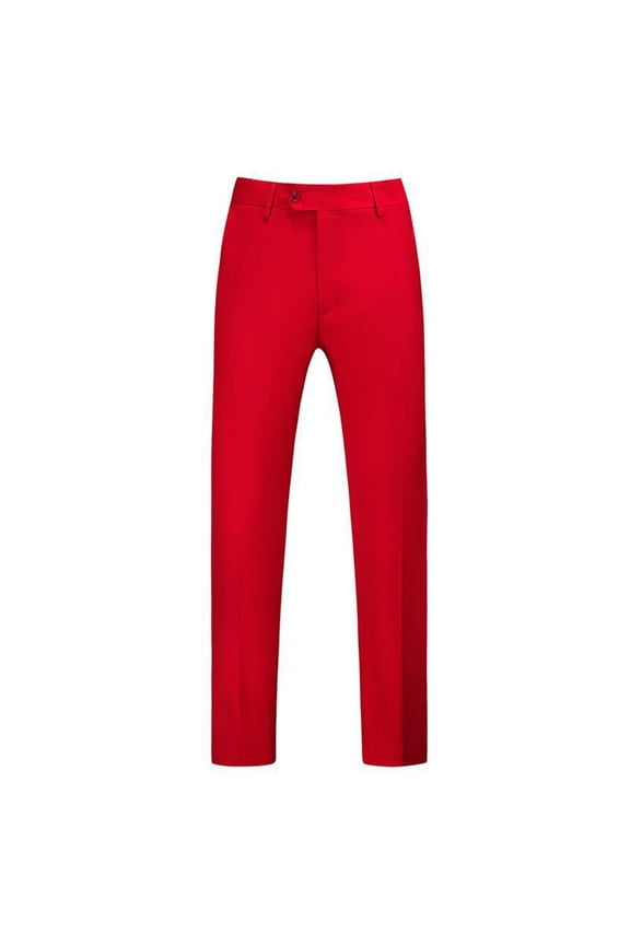 Mens Cargo Pants Solid Color Classic Veneer Crease Flat Head Chinos Mature Straight Leg Sweatpants for Men Holiday Wear,Red,XXL