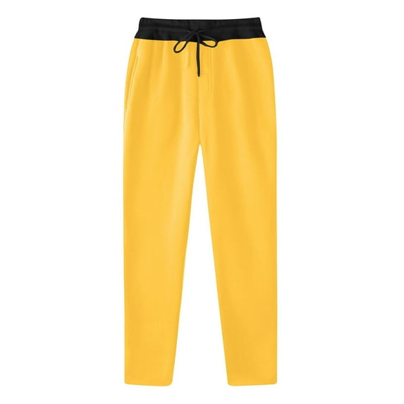 MIXUE Mens Cargo Pants Solid Color Open Elastic Bottom Baggy Joggers Loose Fit Casual Gym Athletic With Pockets Sweatpants for Men Holiday Wear,Yellow,L