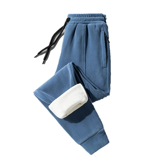 MIXUE Mens Cargo Pants Solid Color Winter Lined Active Running Jogger Sweatpants for Men Streetwear,Blue,XXXXL
