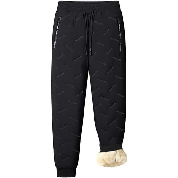 MIXUE Mens Cargo Pants Solid Color Winter Warm Thick Lined TrackActive Thermal Joggers With Zipper Pockets Sweatpants for Men Sportwear,Black,XXXXXXL