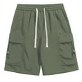 thumbnail image 1 of MIXUE Mens Cargo Shorts Summer Solid Color Elastic Waist Drawstring Casual Beachwear,Green,XXXXL, 1 of 3