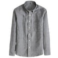 thumbnail image 1 of MIXUE Mens Casual Button Down Shirts Solid Color Lapel Long Sleeve Minimalist Design Shirt Tops Holiday Wear,Gray,XL, 1 of 8