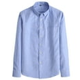 thumbnail image 1 of MIXUE Mens Casual Button Down Shirts Solid Color Lapel Long Sleeve Minimalist Shirt Tops Holiday Wear,Blue,XL, 1 of 4