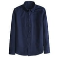 thumbnail image 1 of MIXUE Mens Casual Button Down Shirts Solid Color Lapel Long Sleeve Minimalist Shirt Tops Streetwear,Blue,M, 1 of 4