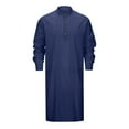 thumbnail image 1 of MIXUE Mens Casual Button Down Shirts Solid Color Lapel Long Sleeve Robe Linen Gown Shirt Tops Daily-Wear,Blue,XXXL, 1 of 7