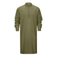 thumbnail image 1 of MIXUE Mens Casual Button Down Shirts Solid Color Lapel Long Sleeve Robe Linen Gown Shirt Tops Holiday Wear,Green,S, 1 of 7
