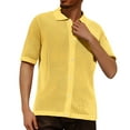 thumbnail image 1 of MIXUE Mens Casual Button Down Shirts Solid Color Lapel Summer Fashion Short Sleeve Shirt Tops Outwear,Yellow,M, 1 of 5