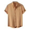 thumbnail image 1 of MIXUE Mens Casual Button Down Shirts Solid Color Stank Short Sleeve Cardigan Shirt Tops Sportswear,Brown,XXXL, 1 of 6