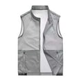 thumbnail image 1 of MIXUE Mens Casual Button Down Shirts Solid Color Lapel Lightweight Softshell Vest Windproof Sleeveless Travel Hiking Running Shirt Tops Holiday Wear,Gray,XXXXL, 1 of 4
