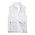 thumbnail image 1 of MIXUE Mens Casual Button Down Shirts Solid Color Lapel Lightweight Softshell Vest Windproof Sleeveless Travel Hiking Running Shirt Tops Streetwear,White,S, 1 of 4
