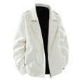 thumbnail image 1 of MIXUE Mens Coats And Jackets Autumn Winter Leather Solid Color Lapel Long Sleeve Zip Up Classic Coat Sportswear,White,XXL, 1 of 3