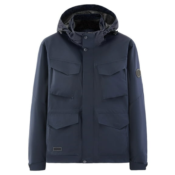 MIXUE Mens Coats And Jackets Autumn Winter Solid Color Hooded Long Sleeve Zip Up Casual Lightweight Coat Streetwear,Blue,M