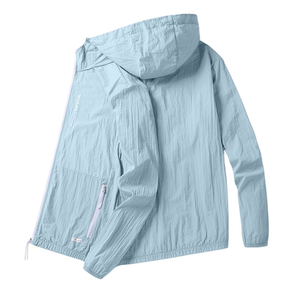 MIXUE Mens Coats And Jackets Autumn Winter Solid Color Hooded Long Sleeve Zip Up Casual Lightweight Outdoor Hiking Coat Streetwear,Blue,XL