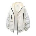 thumbnail image 1 of MIXUE Mens Coats And Jackets Autumn Winter Solid Color Hooded Long Sleeve Zip Up Loose Casual Coat Activewear,White,XXL, 1 of 4