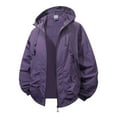 thumbnail image 1 of MIXUE Mens Coats And Jackets Autumn Winter Solid Color Hooded Long Sleeve Zip Up Loose Casual Coat Outwear,Purple,M, 1 of 4