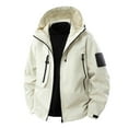 thumbnail image 1 of MIXUE Mens Coats And Jackets Autumn Winter Solid Color Hooded Long Sleeve Zip Up Multiple Pockets Sports Casual Coat Sportswear,White,XXL, 1 of 3