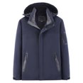 thumbnail image 1 of MIXUE Mens Coats And Jackets Autumn Winter Solid Color Hooded Long Sleeve Zip Up Slim Fit Casual Coat Daily-Wear,Blue,XL, 1 of 7