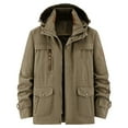thumbnail image 1 of MIXUE Mens Coats And Jackets Autumn Winter Solid Color Hooded Long Sleeve Zip Up Slim Fit Casual Lightweight Coat Outwear,Brown,XXXXXL, 1 of 3