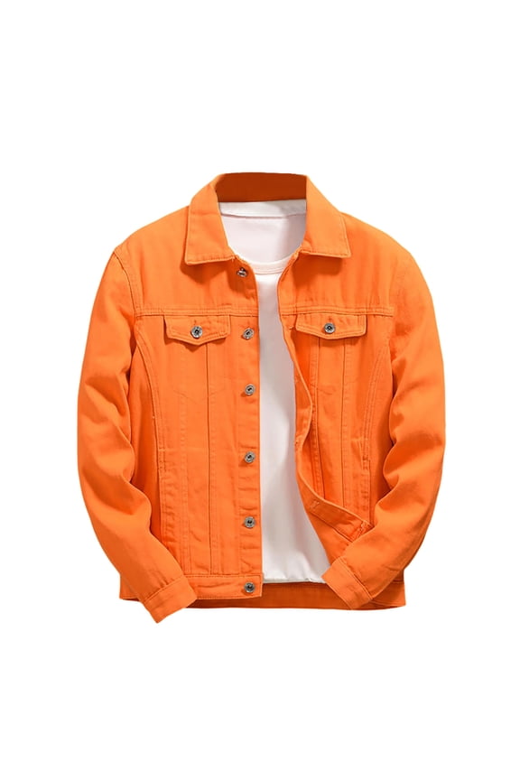 Mens Coats And Jackets Autumn Winter Solid Color Lapel Button Down Long Sleeve Loose Casual Coat Activewear,Orange,XXXL