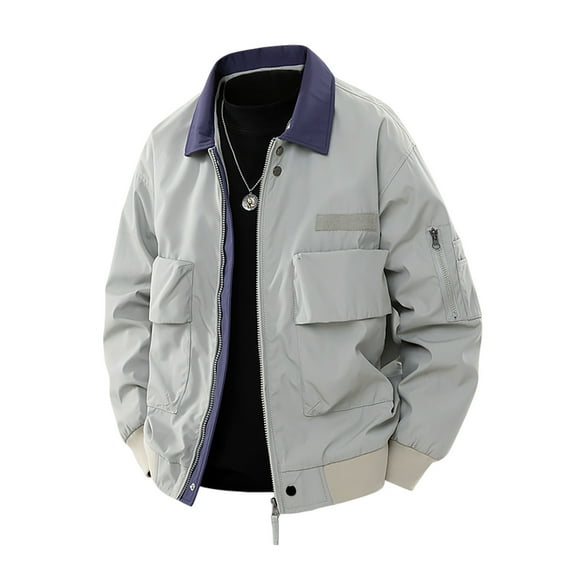 MIXUE Mens Coats And Jackets Autumn Winter Solid Color Lapel Long Sleeve Pockets Casual Comfortable Coat Daily-Wear,Green,L