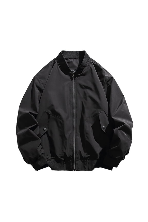 Mens Coats And Jackets Autumn Winter Solid Color Stank Long Sleeve Zip Up Loose Casual Coat Holiday Wear,Black,S