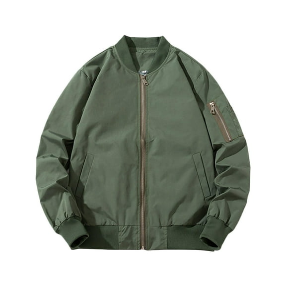 MIXUE Mens Coats And Jackets Autumn Winter Solid Color Stank Long Sleeve Zip Up Outdoor Sports Casual Coat Activewear,Green,XXL