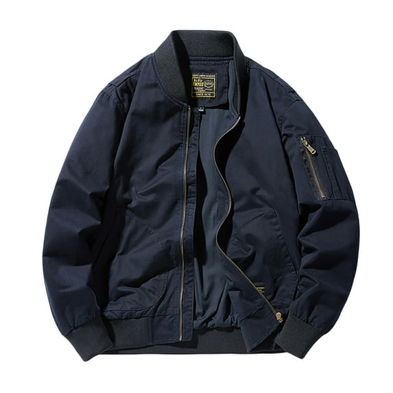 MIXUE Mens Coats And Jackets Autumn Winter Solid Color Stank Long Sleeve Zip Up Outdoor Sports Casual Coat Outwear,Blue,M