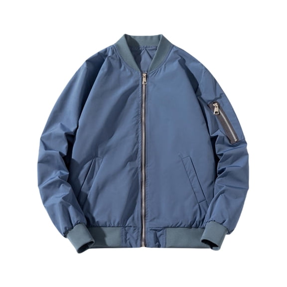 MIXUE Mens Coats And Jackets Autumn Winter Solid Color Stank Long Sleeve Zip Up Outdoor Sports Casual Coat Outwear,Blue,XXL