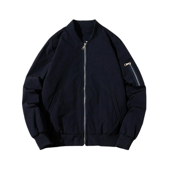 MIXUE Mens Coats And Jackets Autumn Winter Solid Color Stank Long Sleeve Zip Up Outdoor Sports Casual Coat Outwear,Blue,XXXL