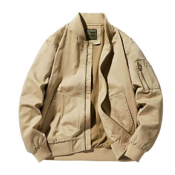 MIXUE Mens Coats And Jackets Autumn Winter Solid Color Stank Long Sleeve Zip Up Outdoor Sports Casual Coat Sportswear,Brown,XL