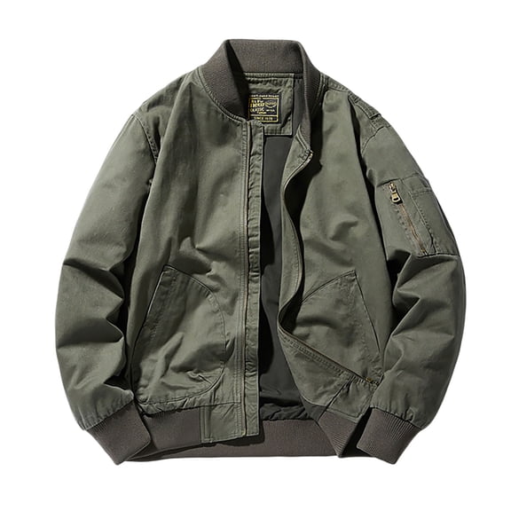 MIXUE Mens Coats And Jackets Autumn Winter Solid Color Stank Long Sleeve Zip Up Outdoor Sports Casual Coat Sportswear,Green,M