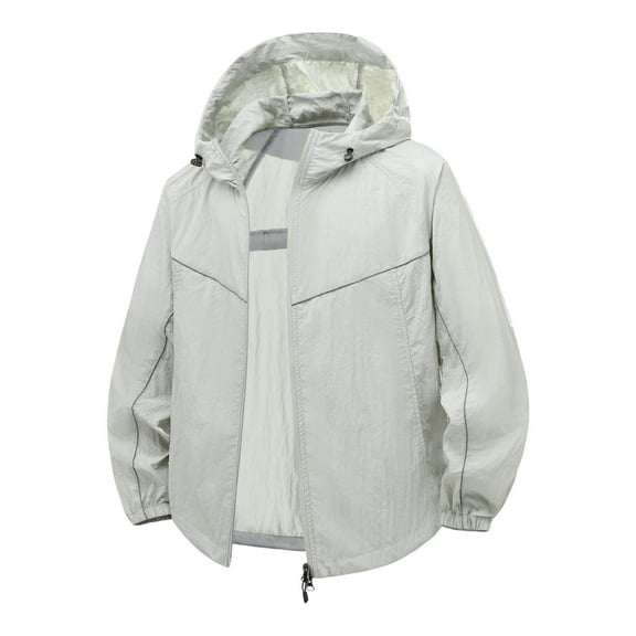 MIXUE Mens Coats And Jackets Autumn Winter Solid Color Hooded Long Sleeve Zip Up Loose Fit Casual Lightweight Comfortable Breathable Windbreaker Coat Sportswear,Brown,M