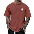thumbnail image 1 of MIXUE Mens Shirts Summer Solid Color Coconut Tree Print Crew Neck Short Sleeve Loose Casual Shirts For Men T Shirts Holiday Wear,Brown,XL, 1 of 3