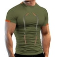 thumbnail image 1 of MIXUE Mens Shirts Summer Solid Color Crew Neck Short Sleeve Elastic Slim Fit Casual Sports Breathable Shirts For Men Tee Shirts Outwear,Green,XXXL, 1 of 5
