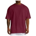 thumbnail image 1 of MIXUE Mens Shirts Summer Solid Color Crew Neck Short Sleeve Loose Casual Shirts For Men T-shirts Holiday Wear,Red,XXXL, 1 of 6