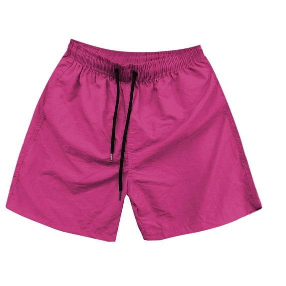 MIXUE Mens Shorts Summer Solid Color Beach Plus Size 3/4 Length Casual Swim Trunks Lightweight Outdoor Activities Mens Workout Shorts Sportwear,Red,M
