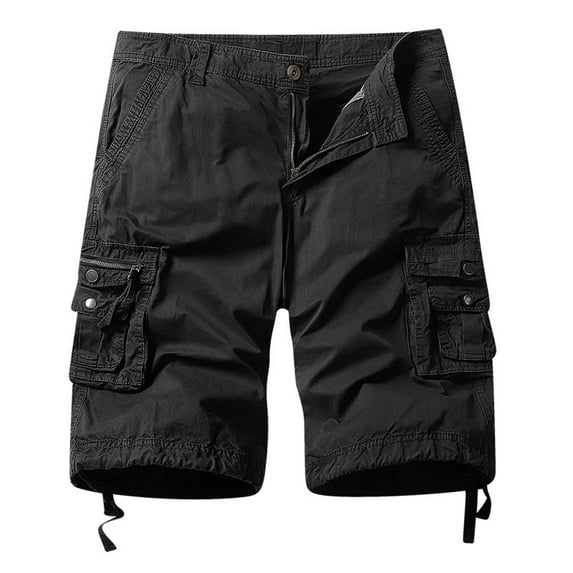 MIXUE Mens Shorts Summer Solid Color Cargo Zipper Pockets Loose Fit Casual Outdoor Streetwear,Gray,32
