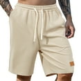 thumbnail image 1 of MIXUE Mens Shorts Summer Solid Color Casual Elastic Waist Drawstring Beach Pockets Mens Workout Shorts Daily-Wear,Beige,M, 1 of 6