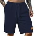 thumbnail image 1 of MIXUE Mens Shorts Summer Solid Color Casual Elastic Waist Drawstring Beach Pockets Mens Workout Shorts Sportwear,Blue,M, 1 of 8