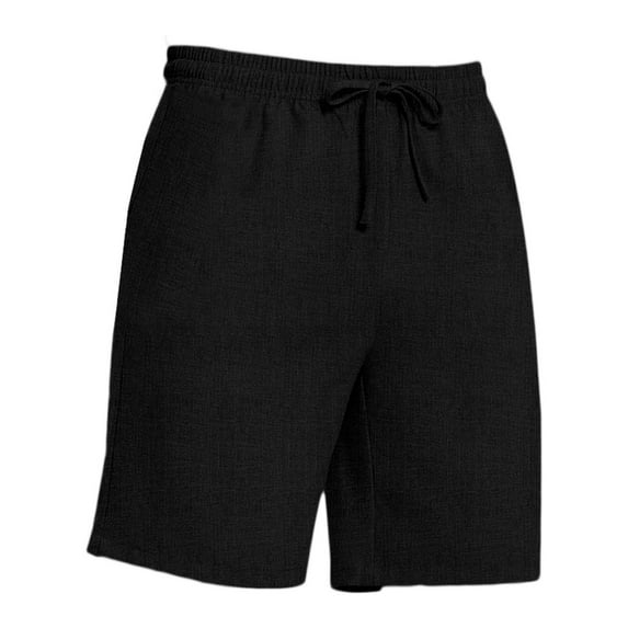 MIXUE Mens Shorts Summer Solid Color Elastic Waist Drawstring Casual Athletic Running Gym Loose Fit Beach Holiday Wear,Black,M